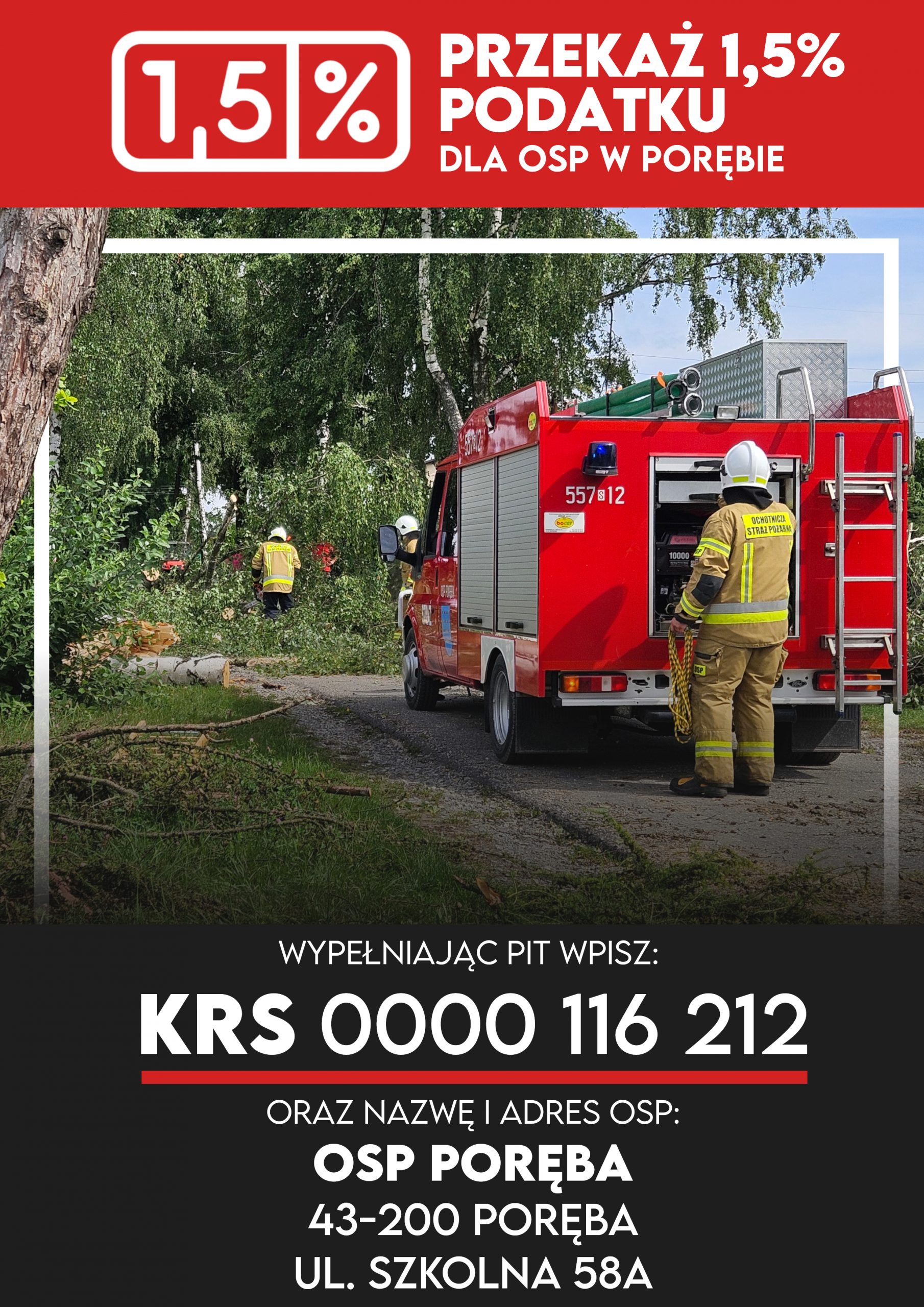 Przekaż 1,5% podatku dla OSP w Porębie